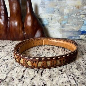 Tooled Leather Western Belt